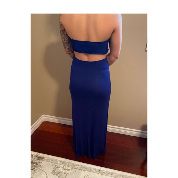 Seductions royal blue open back halter maxi dress - Picture 2 of 7